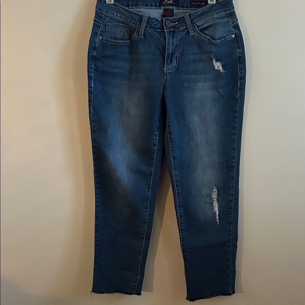 Earl Dark Wash Distressed Ankle Jeans